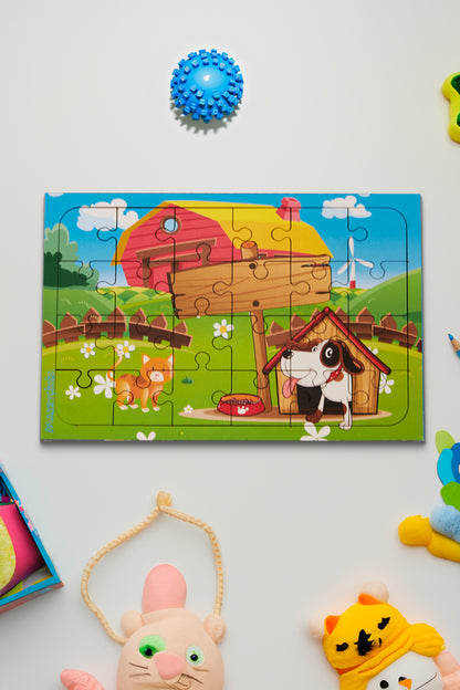 Ahşap 24'lü Sevimli Dostlar Yapboz Kedi Ve Köpek Puzzle