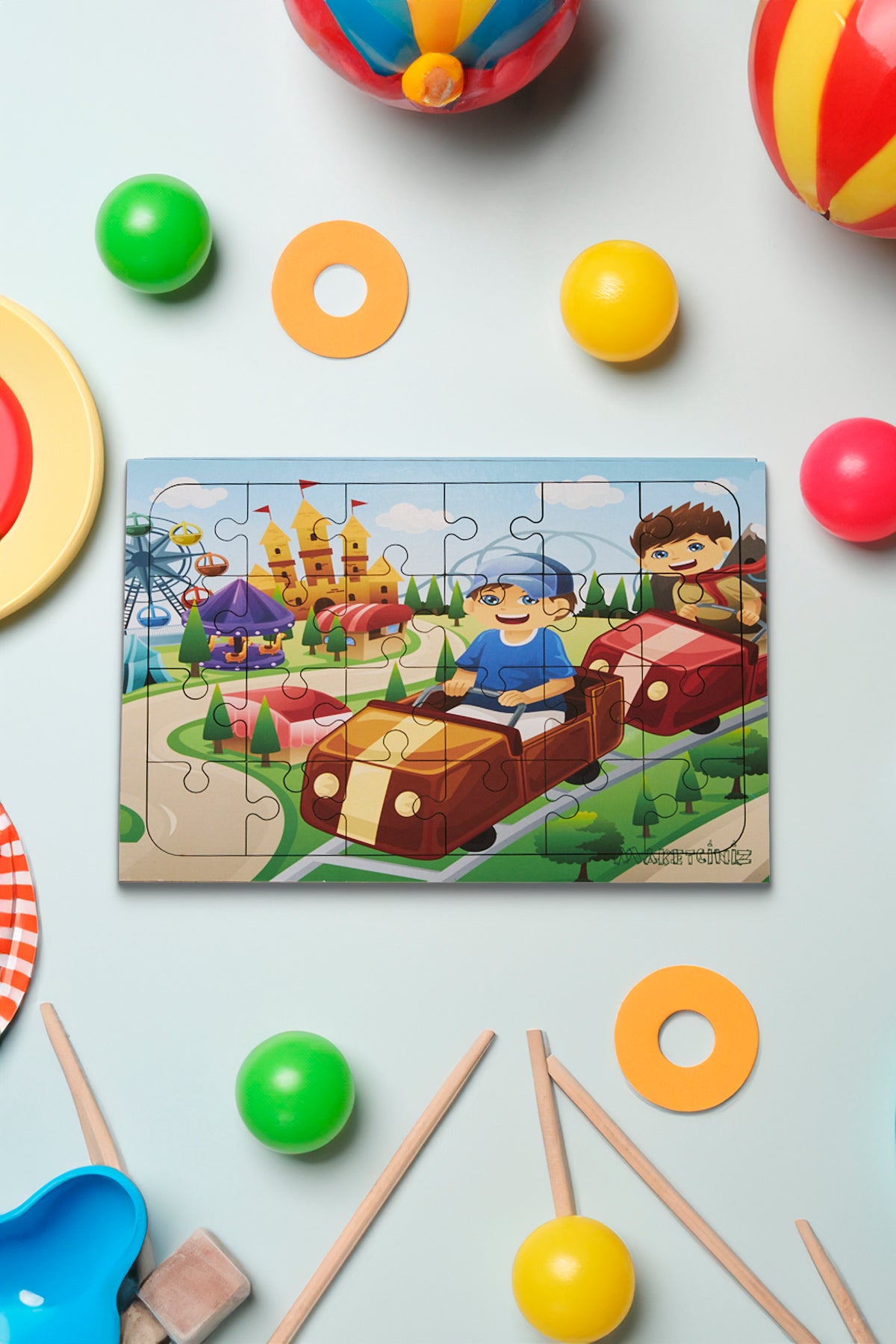 Ahşap 24'lü Yapboz Lunapark Maceram Puzzle