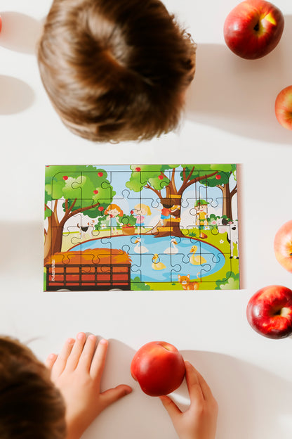 Ahşap 24'lü Yapboz Piknik Puzzle