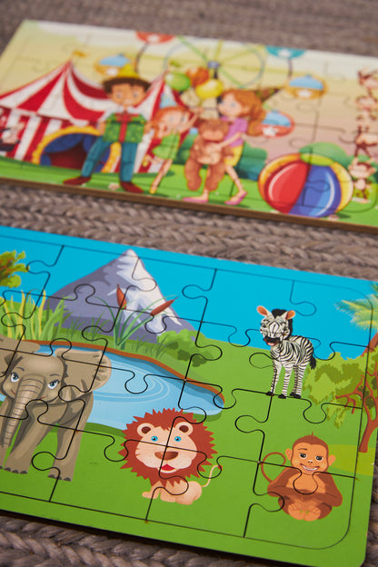 Okul Öncesi Başlangıç Yapboz Canım Ailem Ve Safari Ahşap Puzzle Set