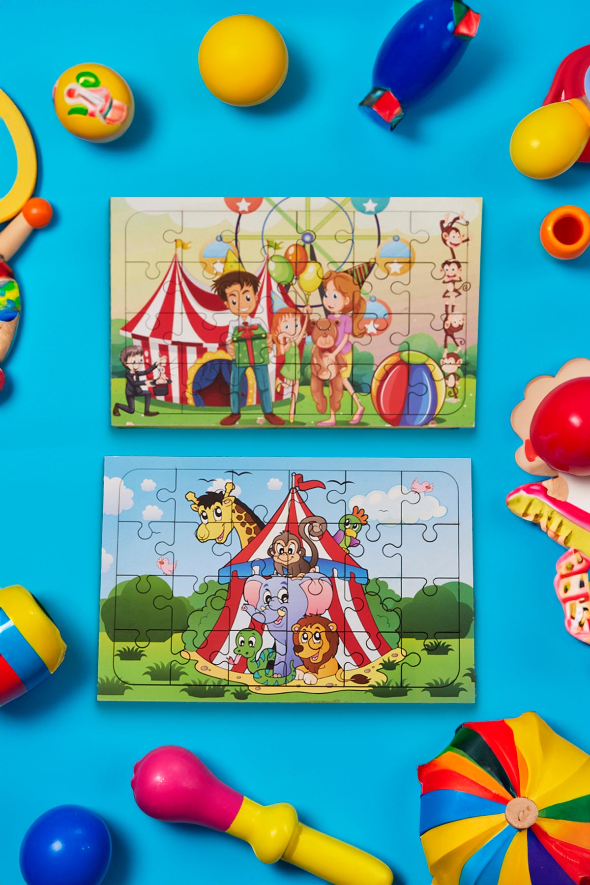 Okul Öncesi Başlangıç Yapboz Canım Ailem ve Sirk Ahşap Puzzle Set