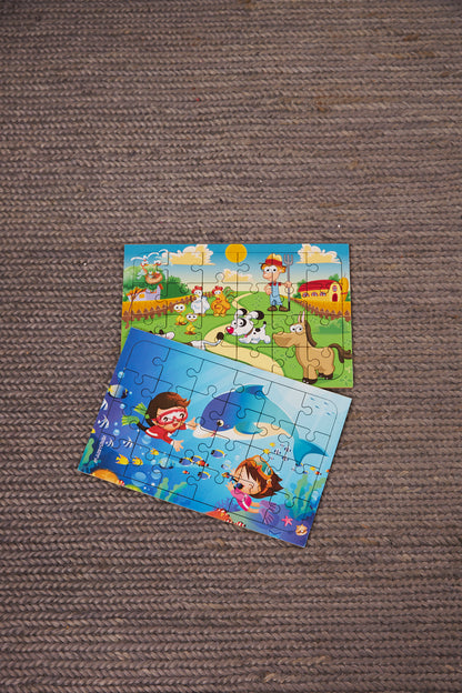 Okul Öncesi Başlangıç Yapboz Çiftliğim Ve Dalgıç Ahşap Puzzle Set