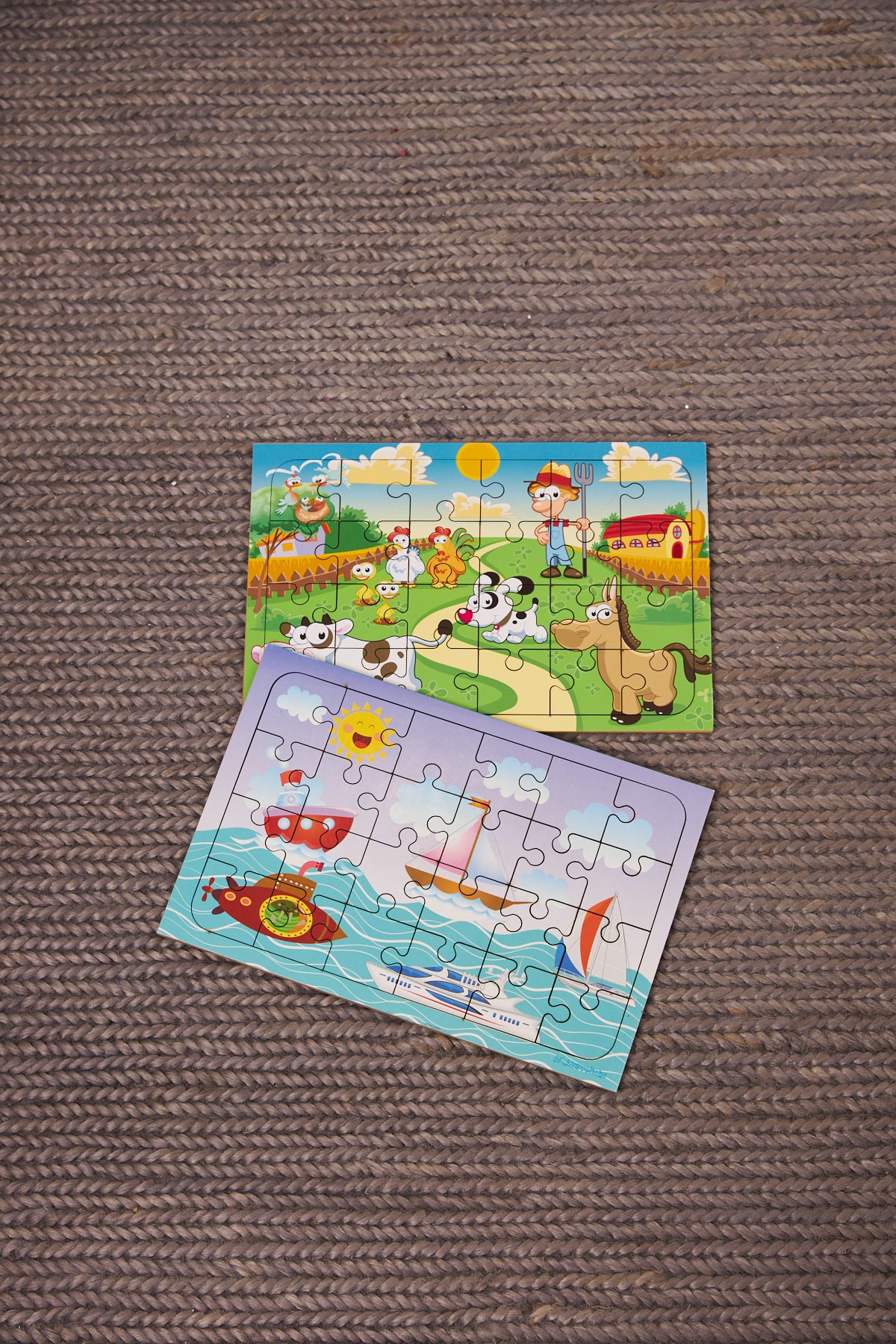 Okul Öncesi Başlangıç Yapboz Çiftliğim Ve Deniz Araçları Ahşap Puzzle Set