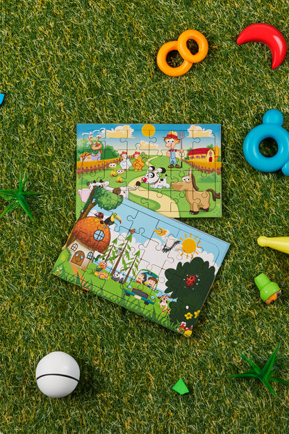 Okul Öncesi Başlangıç Yapboz Çiftliğim Ve  Hayvanlar Alemi Ahşap Puzzle Set