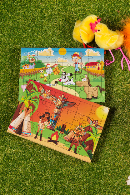 Okul Öncesi Başlangıç Yapboz Çiftliğim Ve Kızılderili Ahşap Puzzle Set