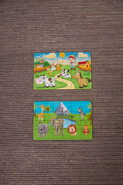 Okul Öncesi Başlangıç Yapboz Çiftliğim Ve Safari Ahşap Puzzle Set