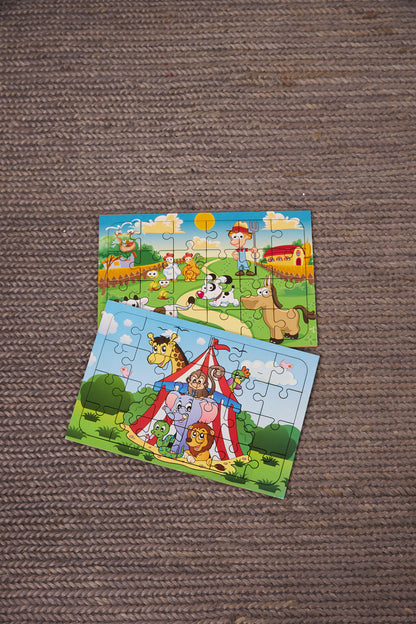 Okul Öncesi Başlangıç Yapboz Çiftliğim Ve Sirk Ahşap Puzzle Set