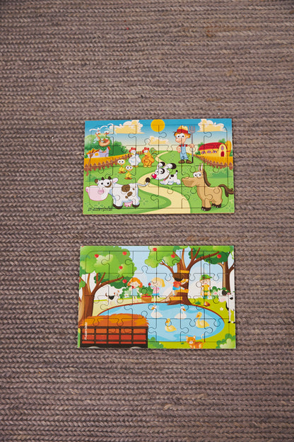 Okul Öncesi Başlangıç Yapboz Çiftlik Ve Piknik Ahşap Puzzle Set