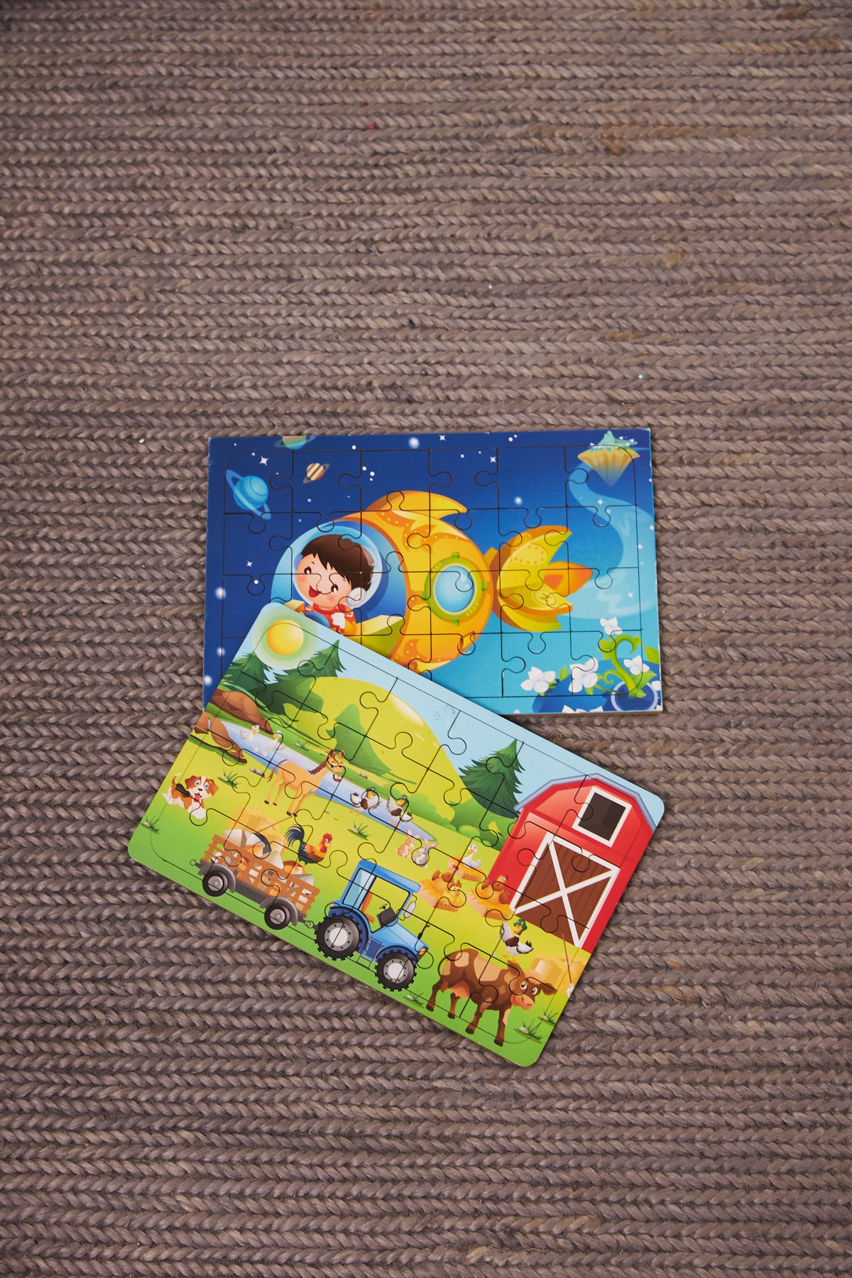 Okul Öncesi Başlangıç Yapboz Çiftlik Ve Uzaya Yolculuk Ahşap Puzzle Set