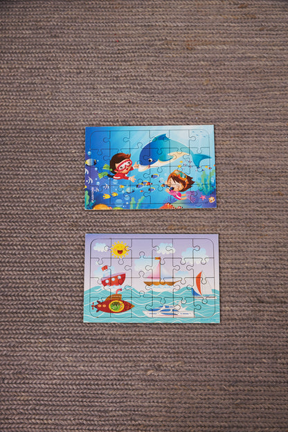 Okul Öncesi Başlangıç Yapboz Dalgıç Ve Deniz Araçları Ahşap Puzzle Set