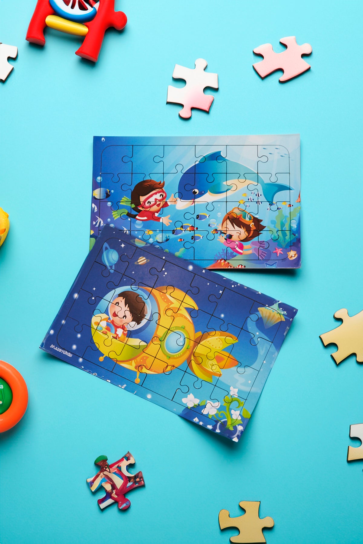 Okul Öncesi Başlangıç Yapboz Dalgıç Ve Uzaya Yolculuk Ahşap Puzzle Set