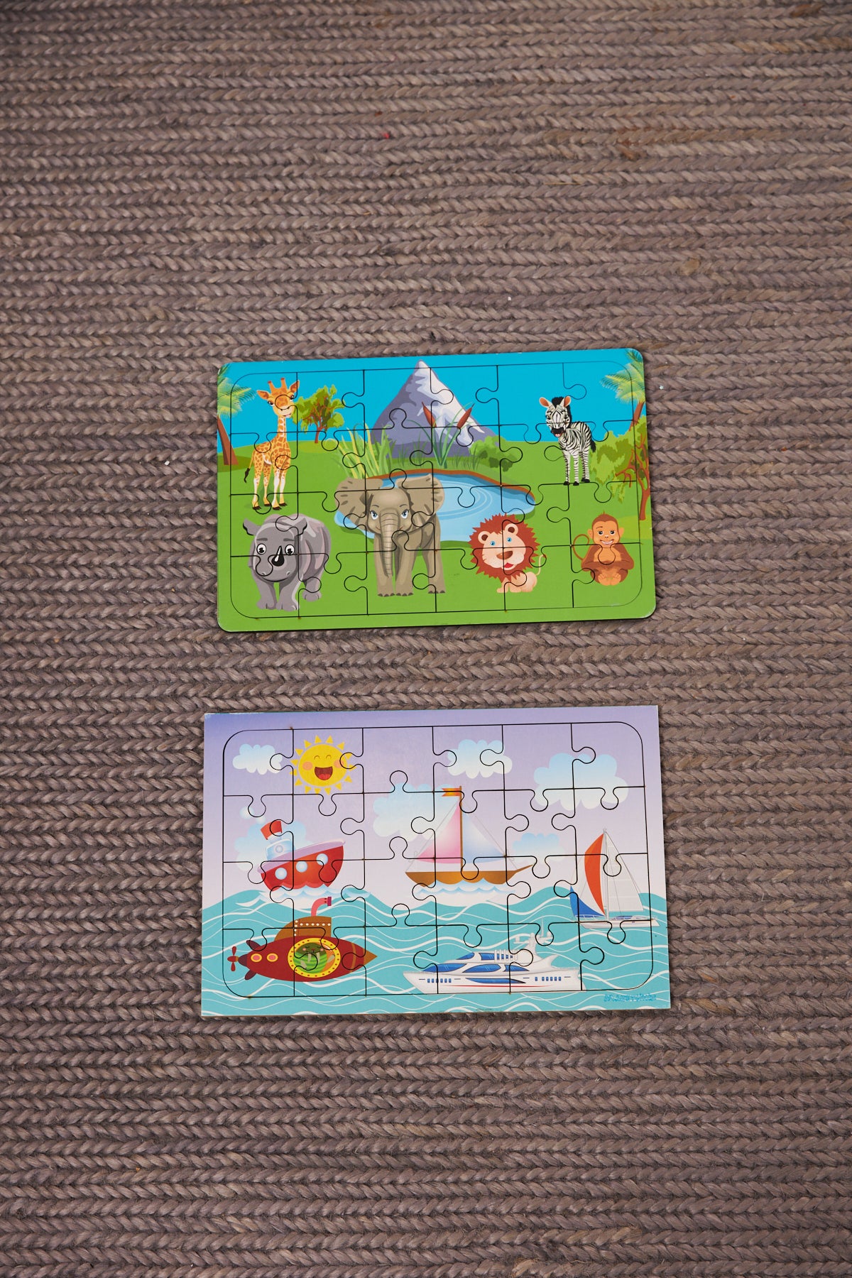 Okul Öncesi Başlangıç Yapboz Hayvanlar Alemi Ve Deniz Araçları Ahşap Puzzle Set