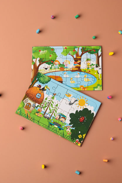 Okul Öncesi Başlangıç Yapboz Hayvanlar Alemi Ve Piknik Ahşap Puzzle Set