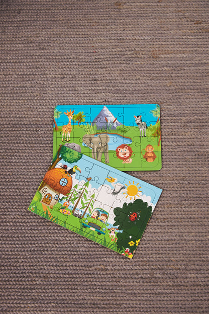 Okul Öncesi Başlangıç Yapboz Hayvanlar Alemi Ve Safari Ahşap Puzzle Set