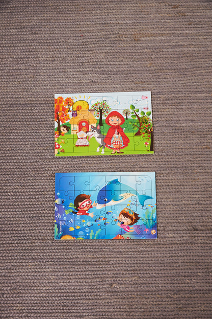 Okul Öncesi Başlangıç Yapboz  Kırmızı Başlıklı Kız Ve Dalgıç Ahşap Puzzle Set