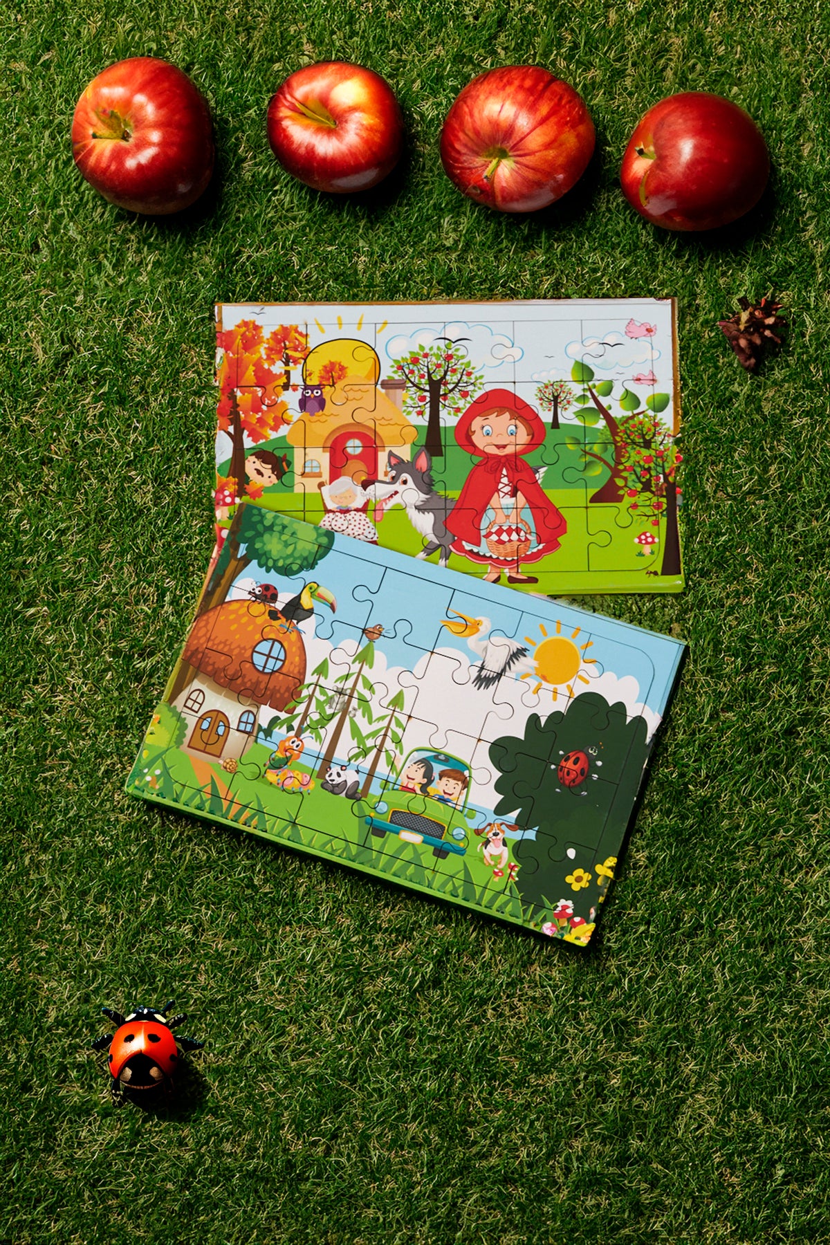 Okul Öncesi Başlangıç Yapboz  Kırmızı Başlıklı Kız Ve Hayvanlar Alemi Ahşap Puzzle Set