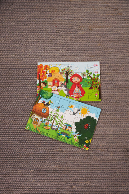 Okul Öncesi Başlangıç Yapboz  Kırmızı Başlıklı Kız Ve Hayvanlar Alemi Ahşap Puzzle Set