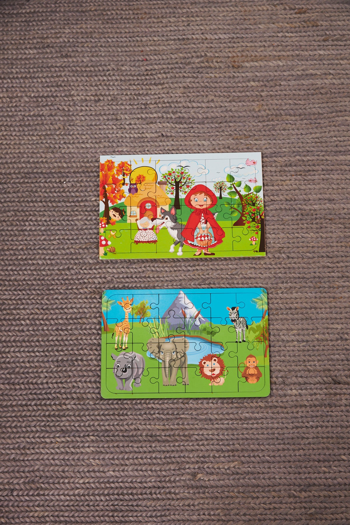 Okul Öncesi Başlangıç Yapboz Kırmızı Başlıklı Kız Ve Safari Puzzle Ahşap Puzzle Set