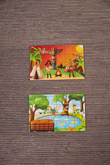 Okul Öncesi Başlangıç Yapboz  Kızılderili Ve Piknik Ahşap Puzzle Set