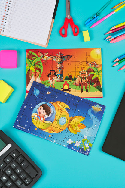 Okul Öncesi Başlangıç Yapboz  Kızılderili Ve Uzaya Yolculuk Ahşap Puzzle Set