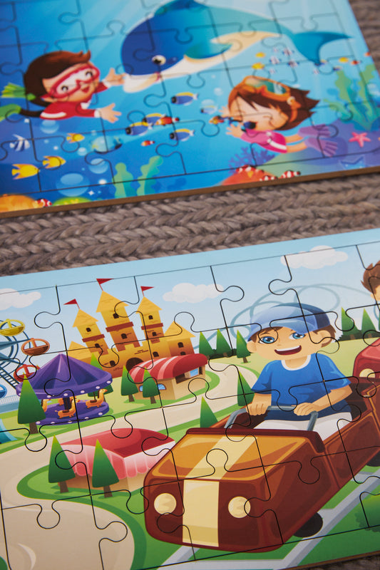 Okul Öncesi Başlangıç Yapboz Lunapark Maceram ve Dalgıç Ahşap Puzzle Set