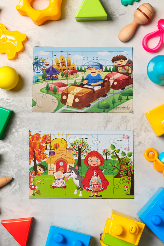 Okul Öncesi Başlangıç Yapboz Lunapark Maceram ve Kırmızı Başlıklı Kız Ahşap Puzzle Set