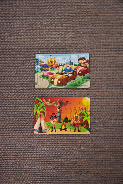 Okul Öncesi Başlangıç Yapboz Lunapark Maceram ve Kızılderili Ahşap Puzzle Set