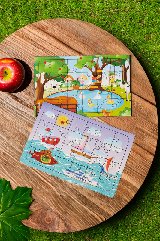 Okul Öncesi Başlangıç Yapboz Piknik Ve Deniz Araçları Ahşap Puzzle Set