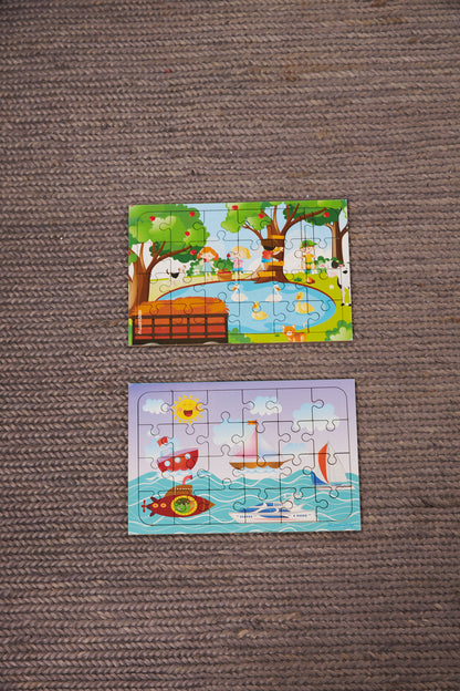 Okul Öncesi Başlangıç Yapboz Piknik Ve Deniz Araçları Ahşap Puzzle Set