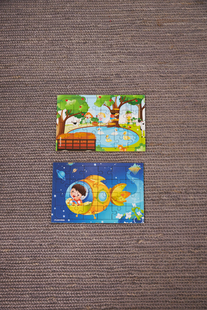 Okul Öncesi Başlangıç Yapboz Piknik ve Uzaya Yolculuk Ahşap Puzzle Set