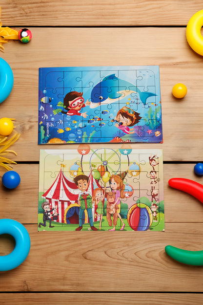 Okul Öncesi Başlangıç Yapboz  Sevimli Okyanus Ve Canım Ailem Ahşap Puzzle Set