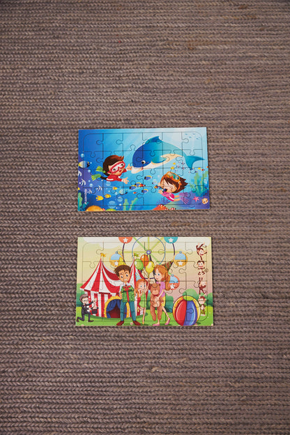 Okul Öncesi Başlangıç Yapboz  Sevimli Okyanus Ve Canım Ailem Ahşap Puzzle Set