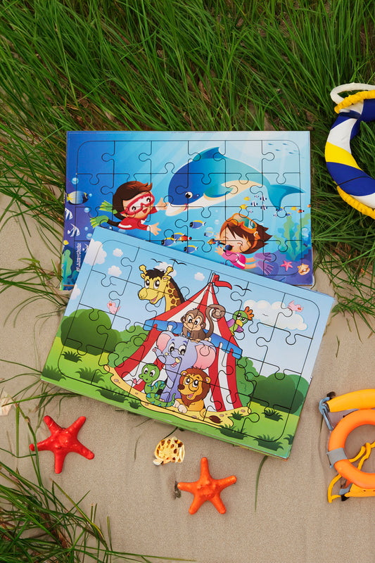 Okul Öncesi Başlangıç Yapboz Sevimli Okyanus Ve Sirk Ahşap Puzzle Set