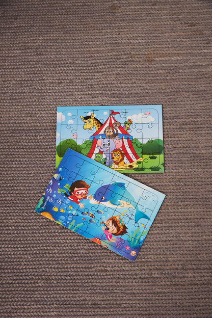 Okul Öncesi Başlangıç Yapboz Sirk Ve Dalgıç Ahşap Puzzle Set