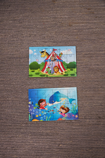 Okul Öncesi Başlangıç Yapboz Sirk Ve Dalgıç Ahşap Puzzle Set