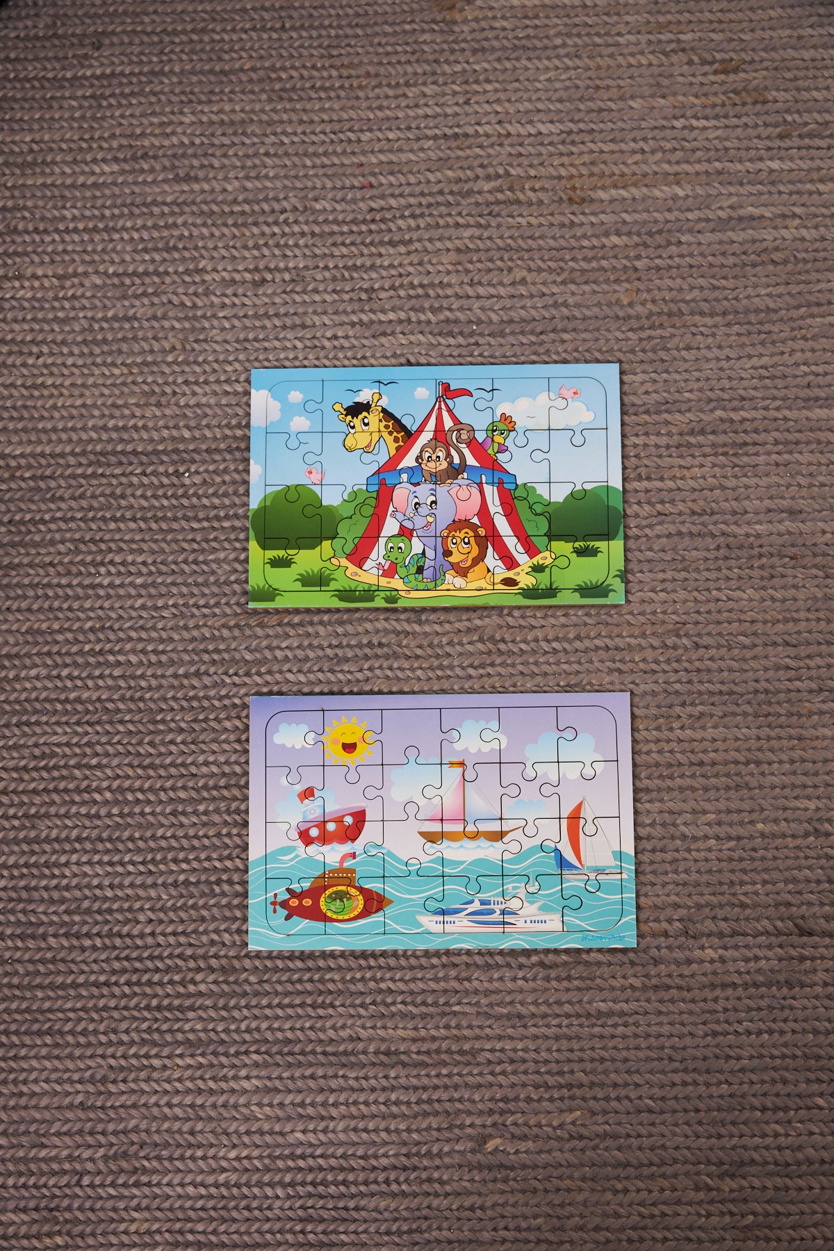 Okul Öncesi Başlangıç Yapboz Sirk Ve Deniz Araçları Ahşap Puzzle Set