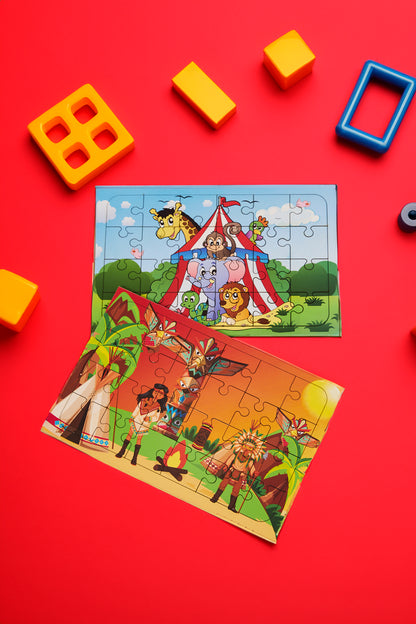 Okul Öncesi Başlangıç Yapboz Sirk Ve Kızılderili Ahşap Puzzle Set