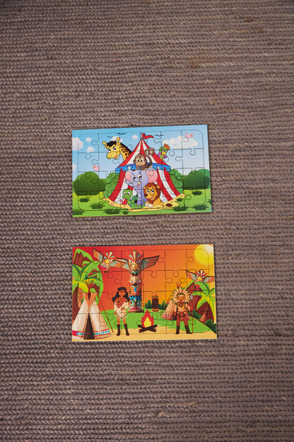 Okul Öncesi Başlangıç Yapboz Sirk Ve Kızılderili Ahşap Puzzle Set