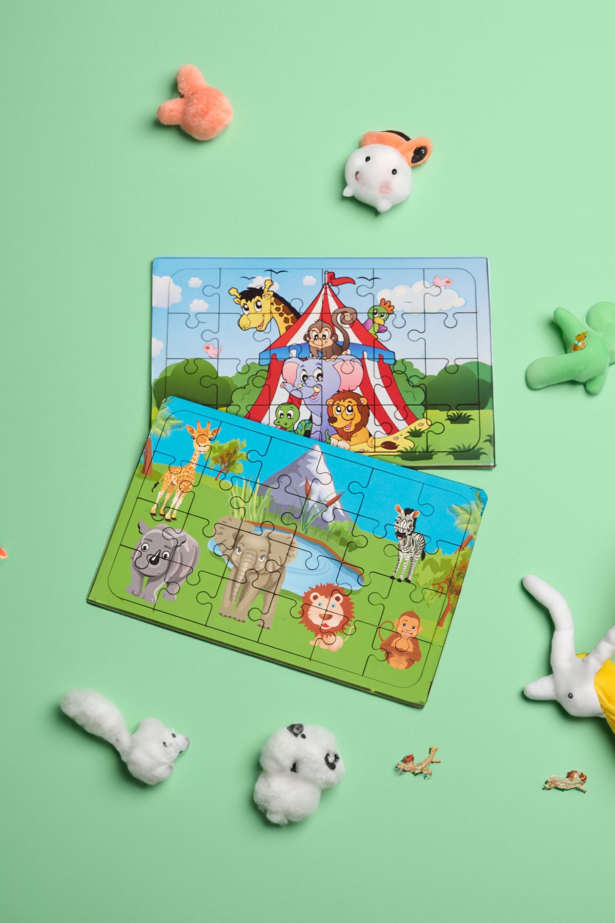 Okul Öncesi Başlangıç Yapboz Sirk Ve Safari Ahşap Puzzle Set