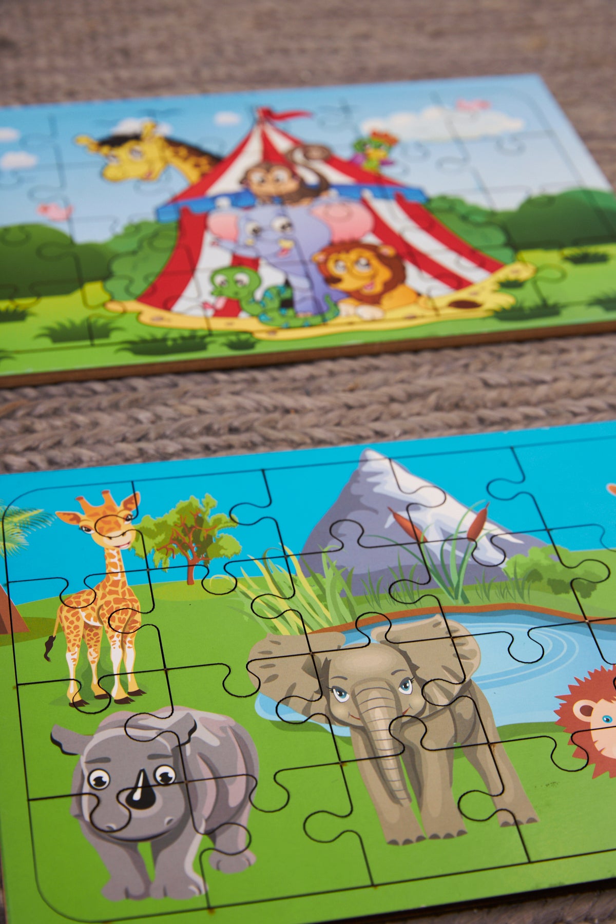 Okul Öncesi Başlangıç Yapboz Sirk Ve Safari Ahşap Puzzle Set