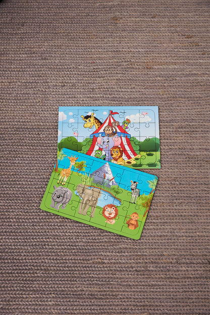 Okul Öncesi Başlangıç Yapboz Sirk Ve Safari Ahşap Puzzle Set