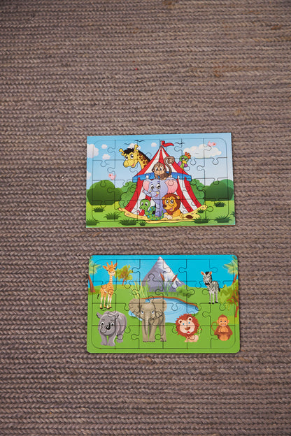 Okul Öncesi Başlangıç Yapboz Sirk Ve Safari Ahşap Puzzle Set