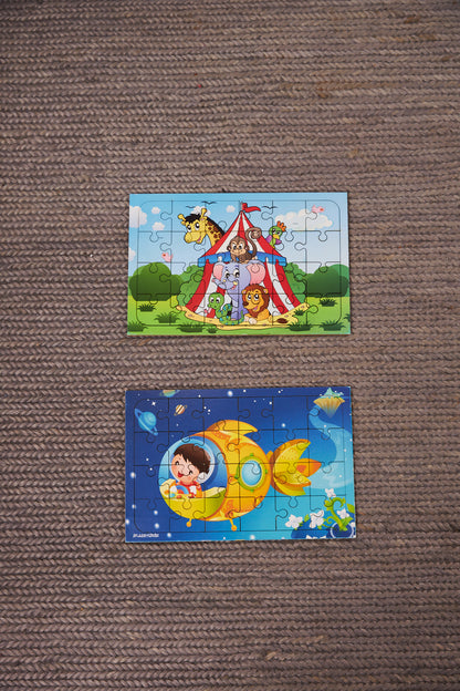 Okul Öncesi Başlangıç Yapboz Sirk Ve Uzaya Yolculuk Ahşap Puzzle Set