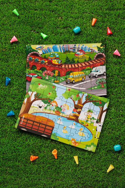 Okul Öncesi Başlangıç Yapboz Taşıtlar Ve Piknik Ahşap Puzzle Set