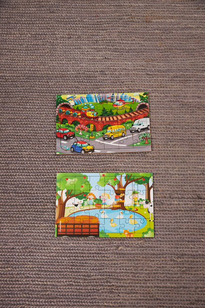 Okul Öncesi Başlangıç Yapboz Taşıtlar Ve Piknik Ahşap Puzzle Set