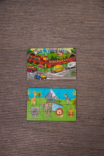 Okul Öncesi Başlangıç Yapboz Taşıtlar Ve Safari Ahşap Puzzle Set