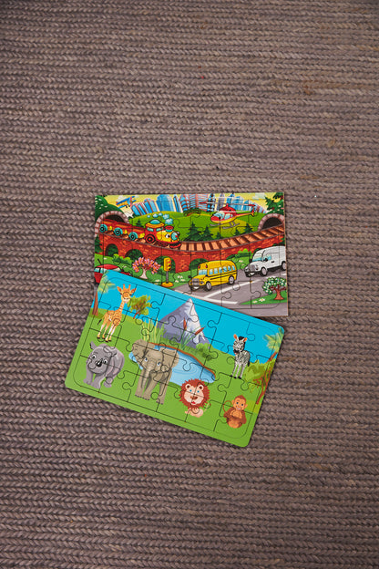 Okul Öncesi Başlangıç Yapboz Taşıtlar Ve Safari Ahşap Puzzle Set