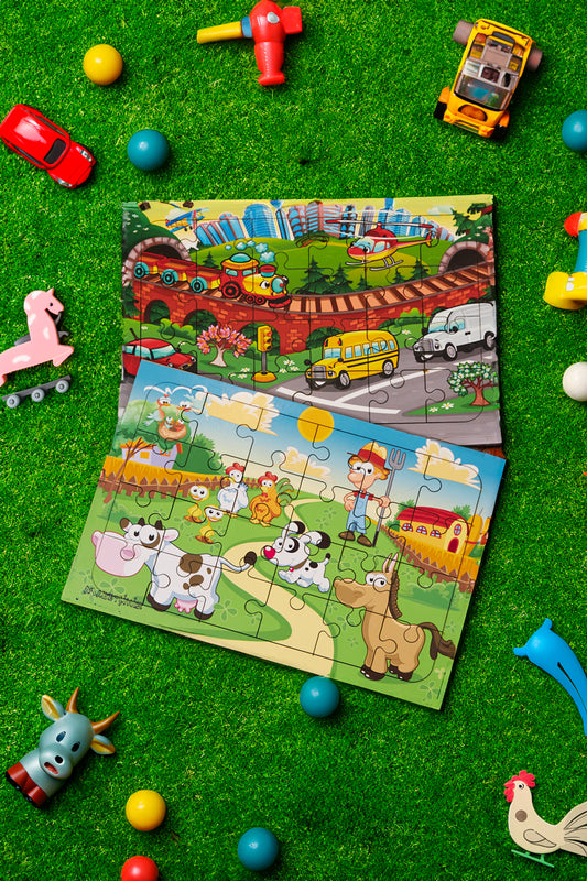 Okul Öncesi Başlangıç Yapboz Taşıtlar Ve Sirk Ahşap Puzzle Set