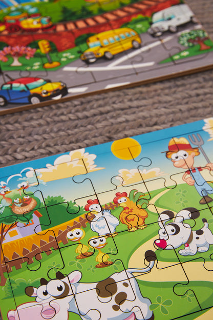 Okul Öncesi Başlangıç Yapboz Taşıtlar Ve Sirk Ahşap Puzzle Set