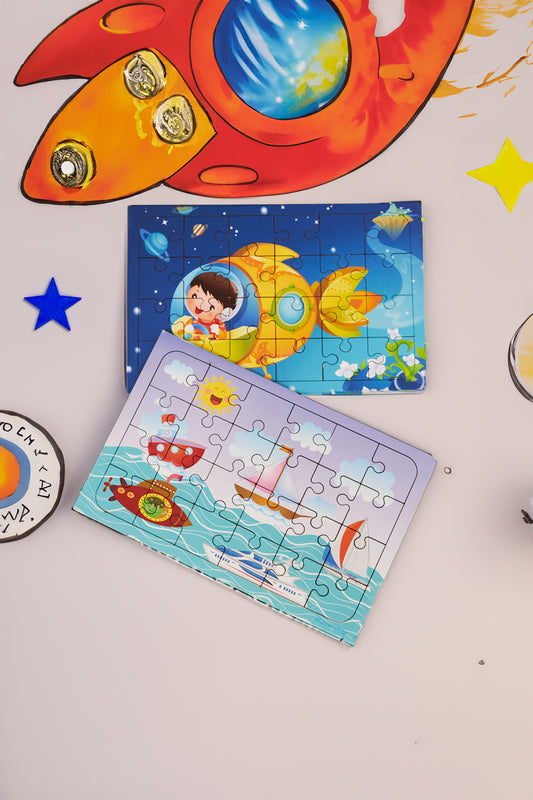 Okul Öncesi Başlangıç Yapboz Uzaya Yolculuk Ve Deniz Araçları Ahşap Puzzle Set
